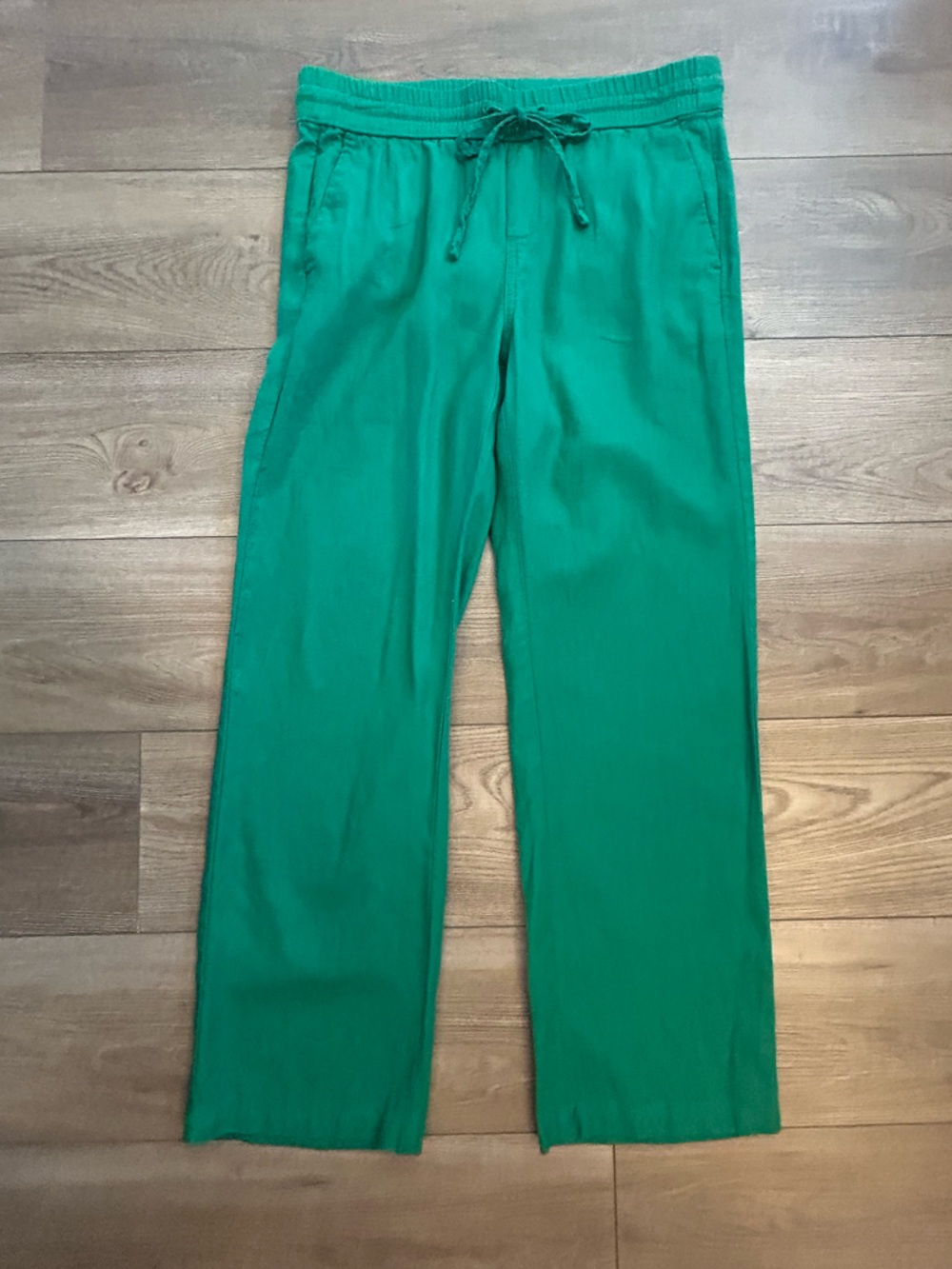 Ann Taylor Factory Wide-Leg Drawstring Pants in Emerald Green